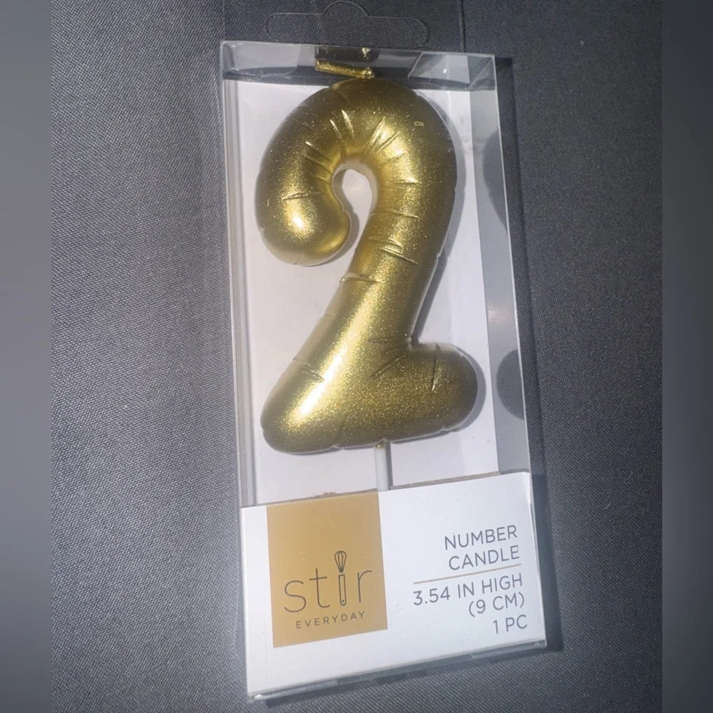 Gold Number 2 Candle